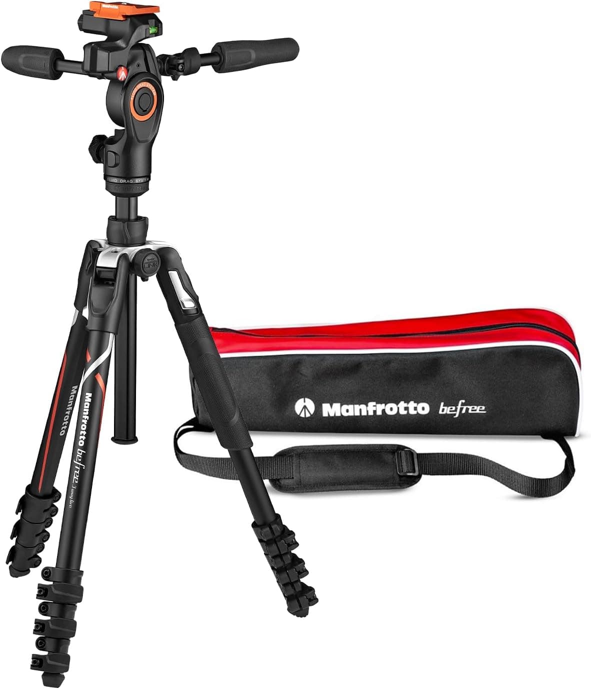 Manfrotto Befree 3-Way Live Advanced desenhado para câmaras Alpha Sony, tripé de viagem em alumínio, bloqueio por alavanca, rótula fluída de 3 vias, foto e vídeo, carregamento até 6 kg, bolsa de