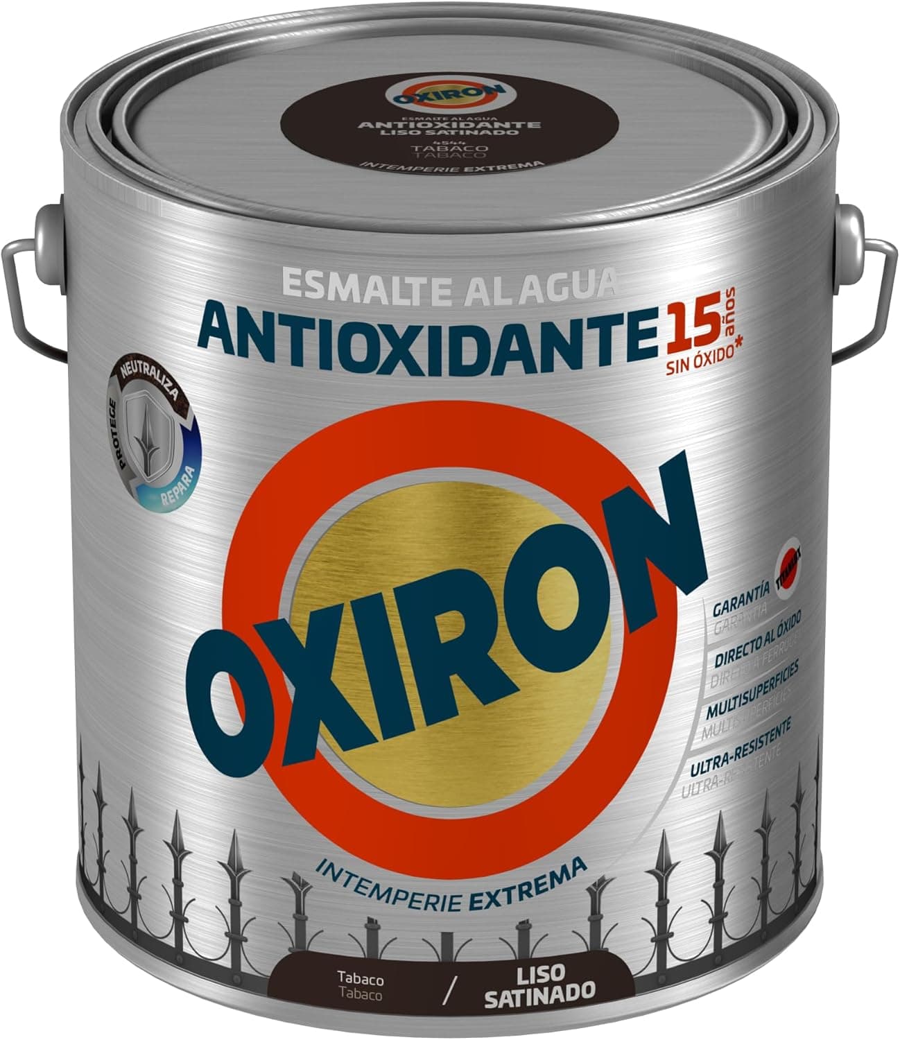 OXIRON Esmalte antioxidante de água liso acetinado tabaco 2,5 l