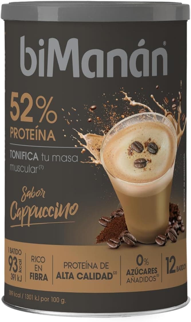 BIMANÁN - Batidos de proteção - sabor cappuccino - batido hiperproteico para tonificar e aumentar a massa muscular - produto proteico delicioso sabor cappuccino - 360 g, 12 razões