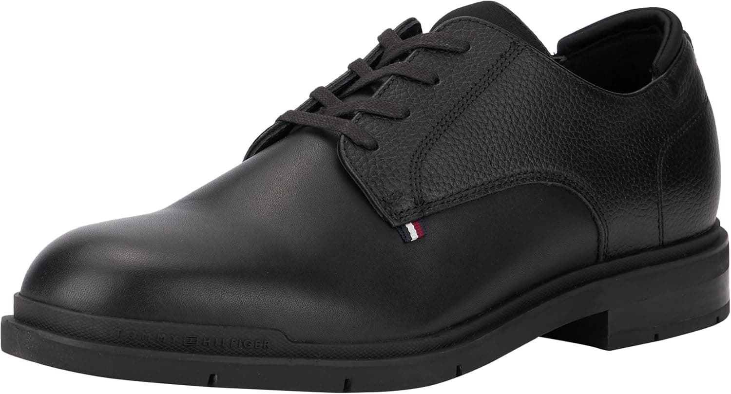 Tommy Hilfiger Sapatos Derby de couro granulado flexíveis para homem