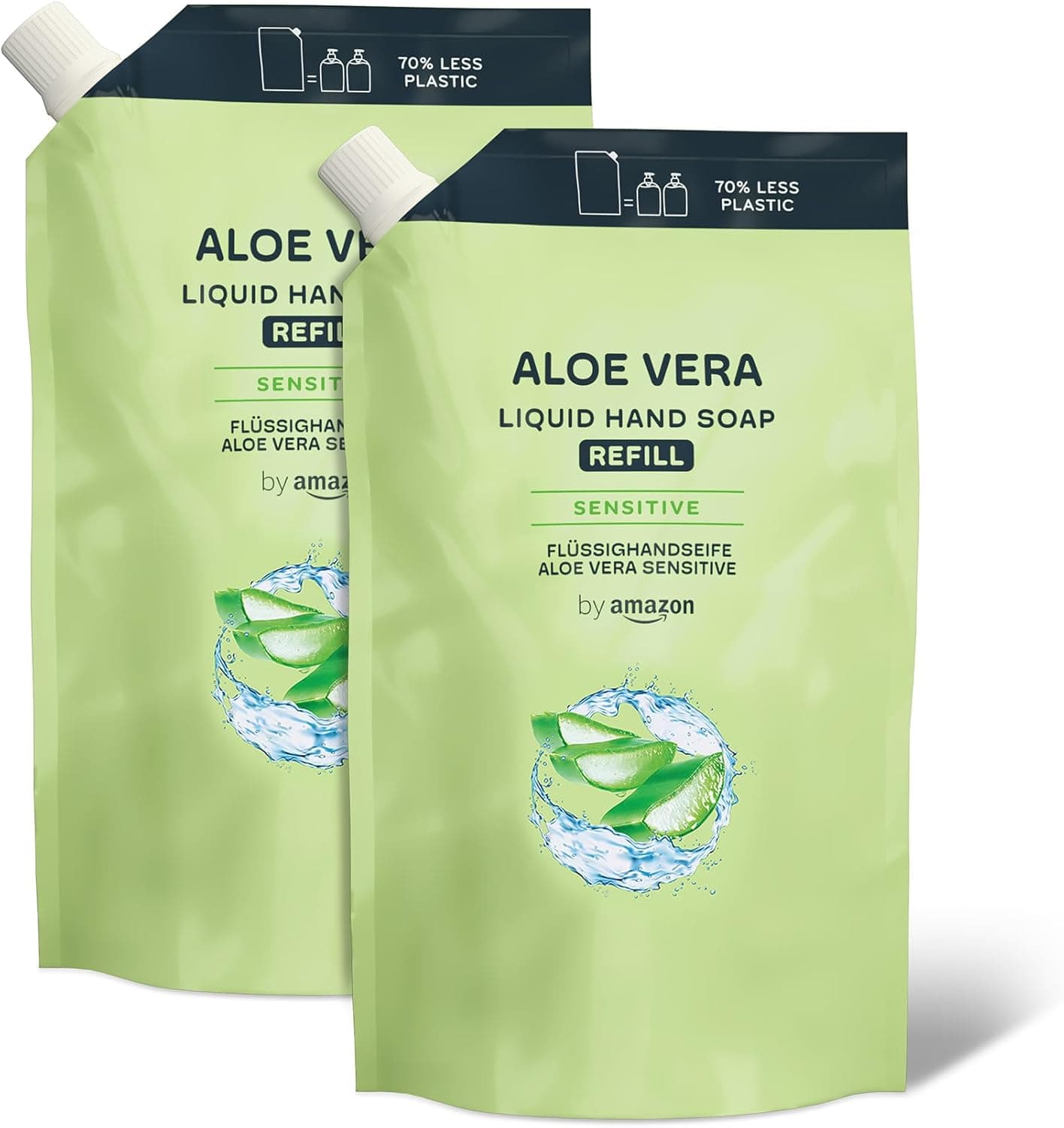 by Amazon Substituição de sabão para mãos, Aloe Vera, 2 x 1000 ml
