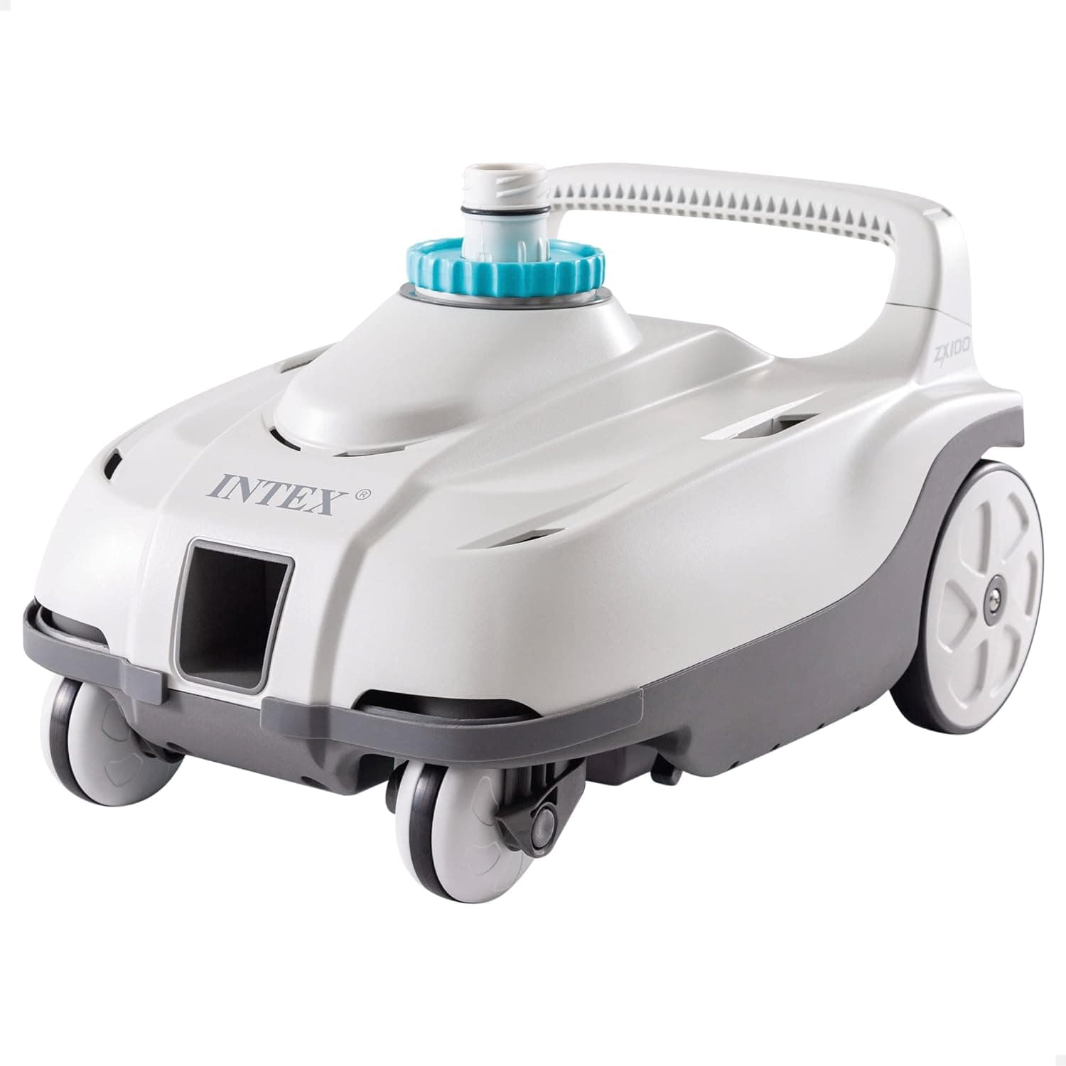 Intex Robô limpa-fundos automático ZX100 para piscinas desmontáveis, limpeza de fundo a pressão, mangueira anti-emaranhados, recipiente de resíduos de 1,5 l e conexões de 38 mm ou 32 mm (55255)