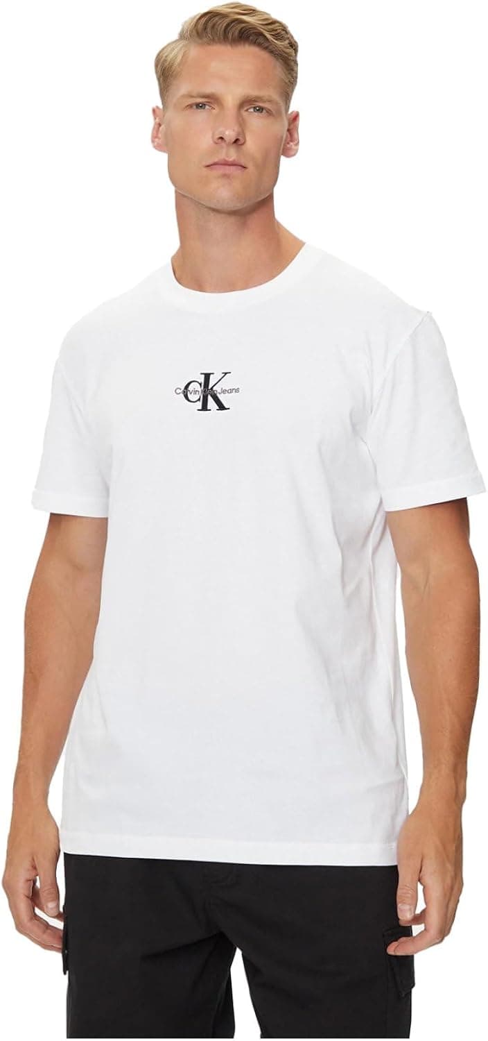 Calvin Klein T-shirt de manga curta para homem, monologo decote redondo