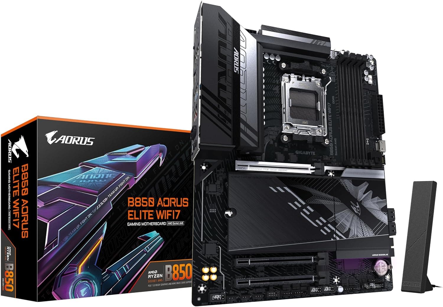 GIGABYTE B850 AORUS Elite WIFI7 Placa base - processadores AMD Ryzen série 9000, VRM digital de 14 + 2 Fases, até 8200 MHz DDR5 (OC), 1 x PCIe 5,0 + 2 x PCIe 4,0 M.2 M.2 , LAN 2. 5, WiFi 7, USB 3.2
