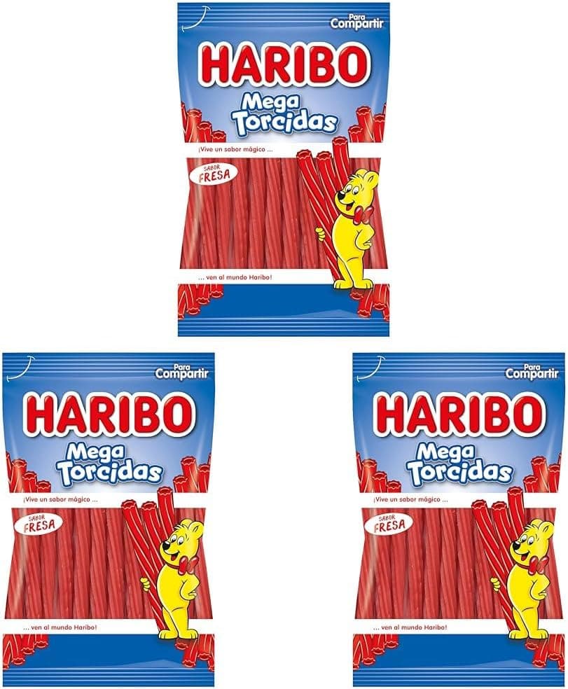 HARIBO Twisted Candy Strawberry | Gomas de morango com 3 bolsas de 160 g