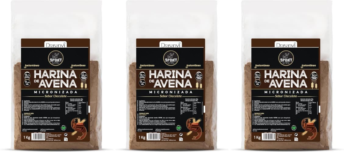 Drasanvi Farinha de aveia sabor CHOCOLATE 1 kg SPORT LIVE
