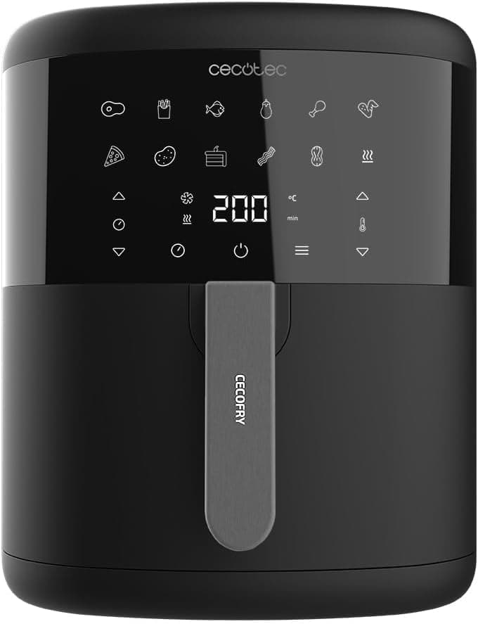 Cecotec Frigideira sem óleo 6 L de ar quente Cecofry Bombastik 6000. 1700 W, tecnologia PerfectCook, regulação de temperatura e tempo, controlo tátil, 12 modos, temporizador
