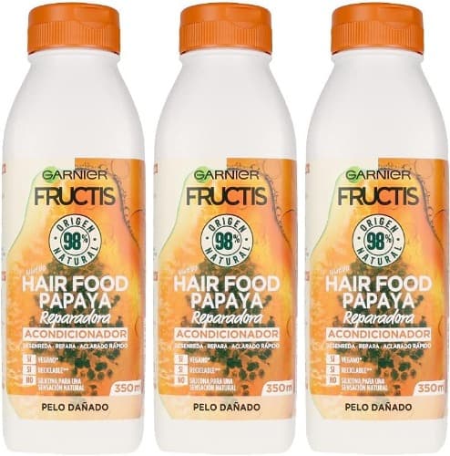 Garnier Fructis Hair Food Repair Papaia | Amaciador reparador para cabelo danificado 350 ml x 3