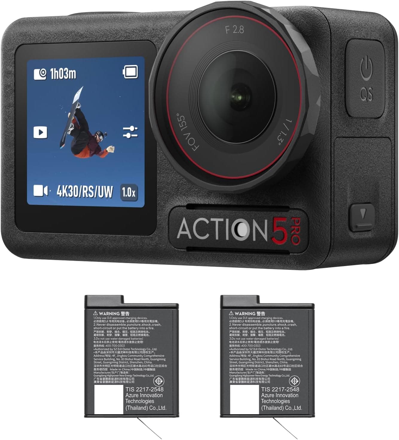 DJI Osmo Action 5 Pro Standard 2 baterias extremas Plus, sensor 1/1,3", vídeo 4 K/120 fps, rastreamento de objetivos, estabilização, câmara de ação 4K para desportos e Vlogs