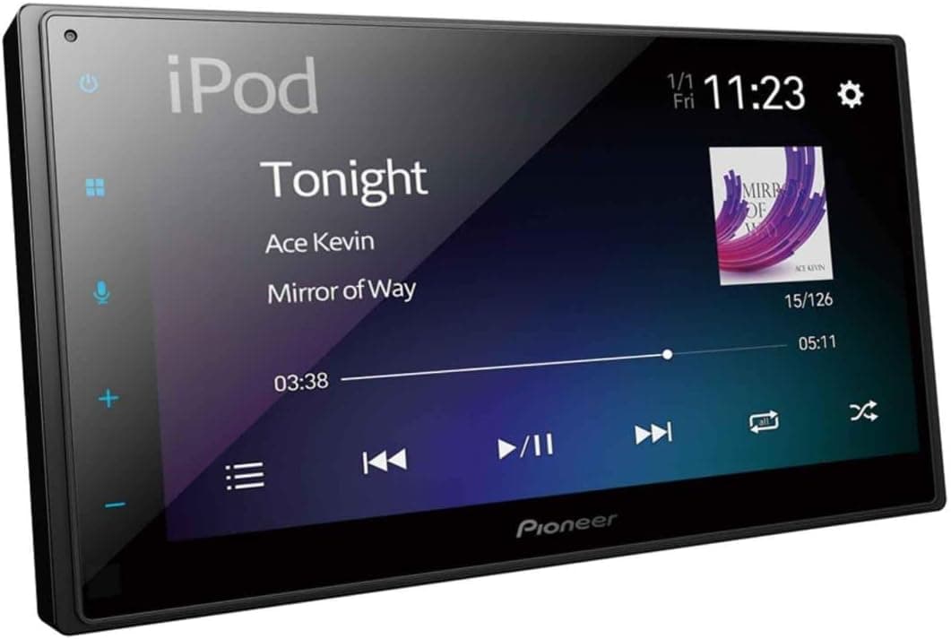 Pioneer SPH-DA160DAB Leitor multimédia com ecrã tátil 2 Din de 6,8 polegadas, conectividade USB compatível com Apple CarPlay, Android Auto e USB Mirroring Bluetooth, DAB/DAB+, EQ de 13 bandas