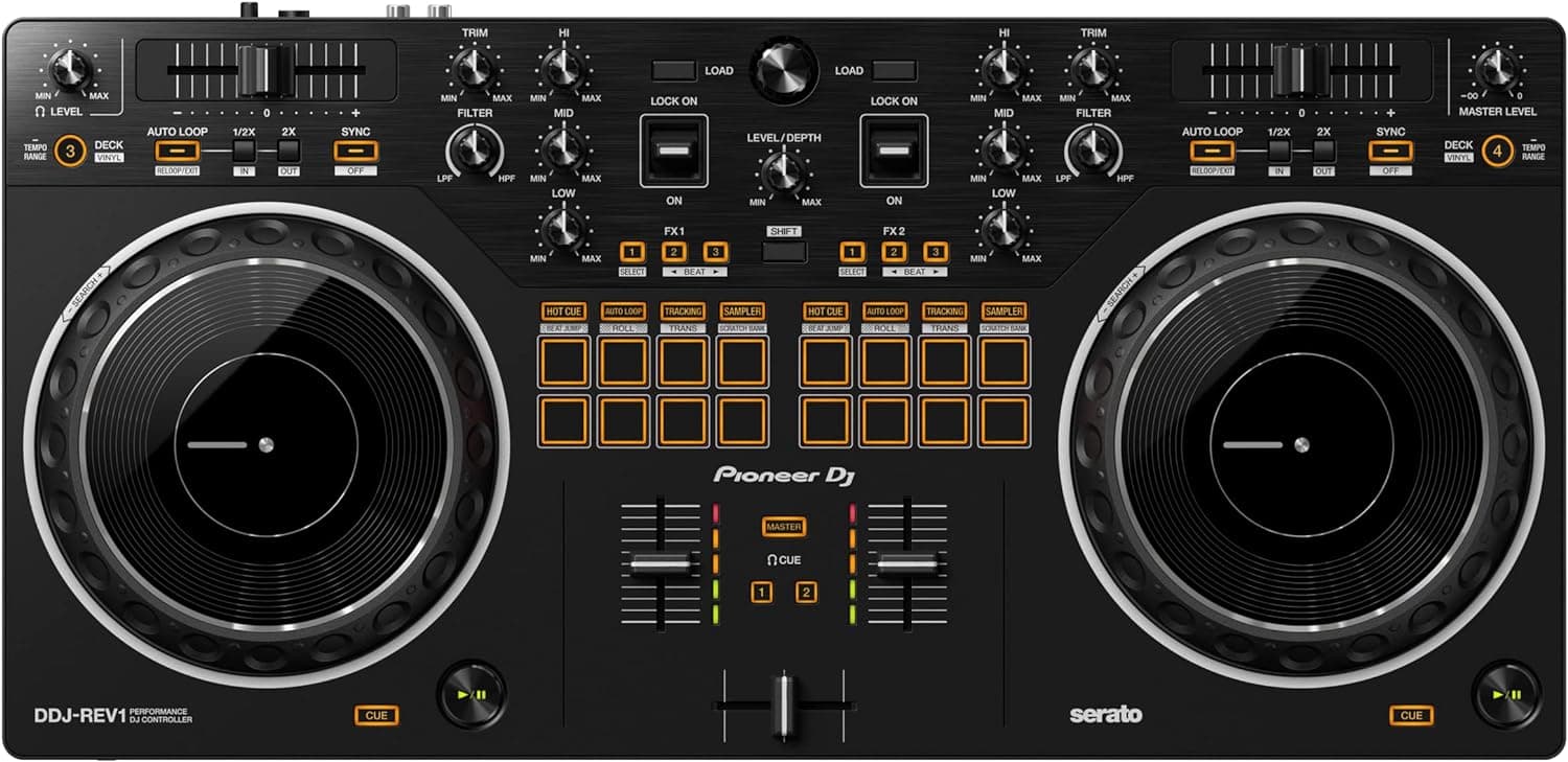 Pioneer DJ - DDJ-REV1 Controlador DJ de 2 canais estilo scratch para Serato DJ Lite (preto, compatível com alto-falante)