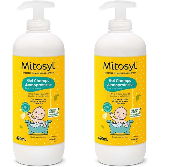 Mitosyl Gel champô para bebé - para pele sensível, fórmula vegana - 490 ml x2 