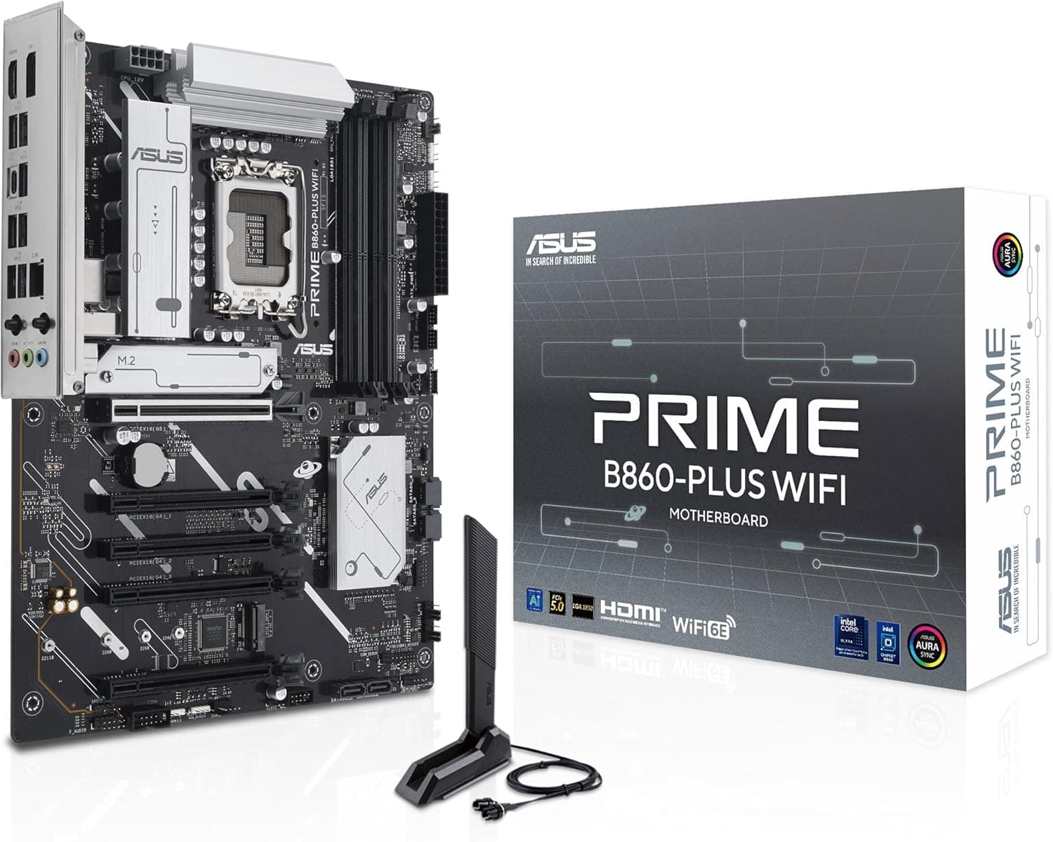 ASUS Prime B860-PLUS WiFi, placa base Intel ATX, 8 + 1 1 80 A etapas de alimentação DrMOS, DDR5, PCIe 5.0, 2X ranhuras M.2, Realtek 2,5 Gb Ethernet, Wi-Fi 6E, DisplayPort, HDMI, USB tipo. -C bps