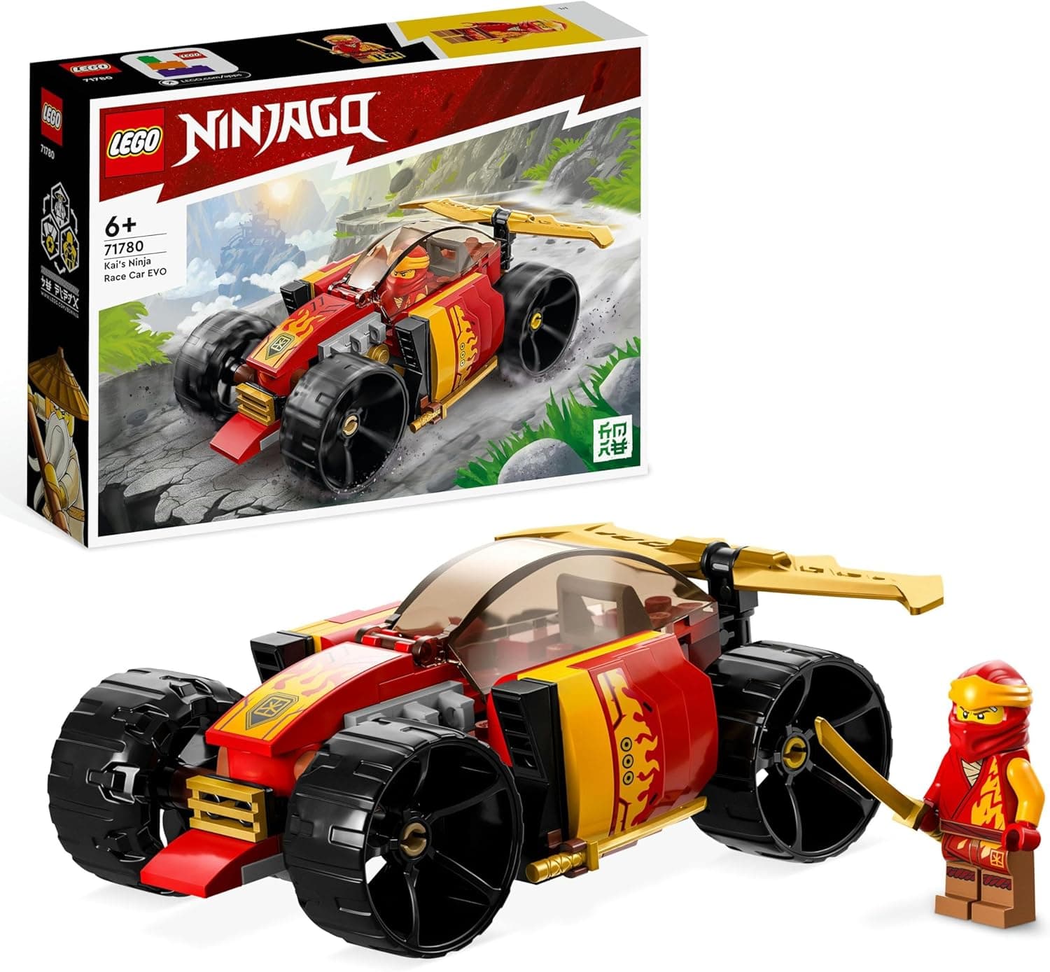 LEGO Ninjago Carro de corrida ninja EVO de Kai 2 em 1, desportivo ou todo-o-terreno, brinquedo para meninos e meninas de 6 anos ou mais, ideia de presente de aniversário 71780