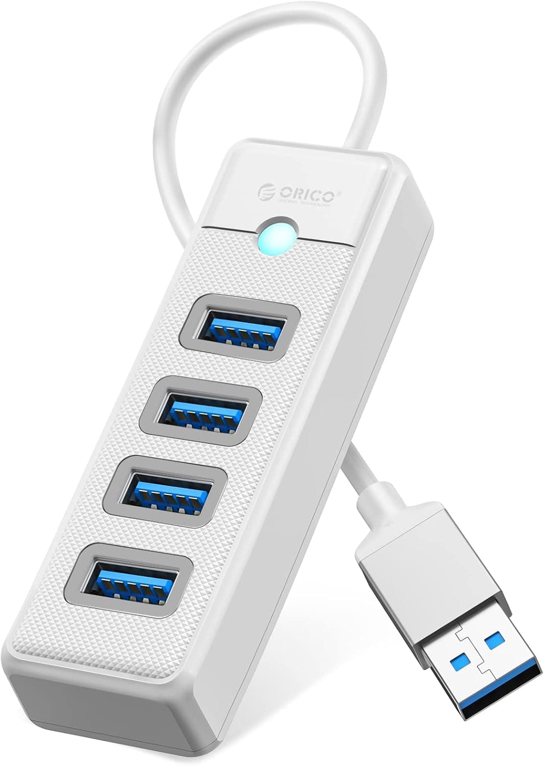 USB Hub 3.0, ORICO 4 Port adaptador USB para portáteis com cabo de 0,15 m, divisor USB, 5 Gbps transferência rápida de dados, hub USB 3.0, compatível com Mac OS 10.x e superior, Linux, Android