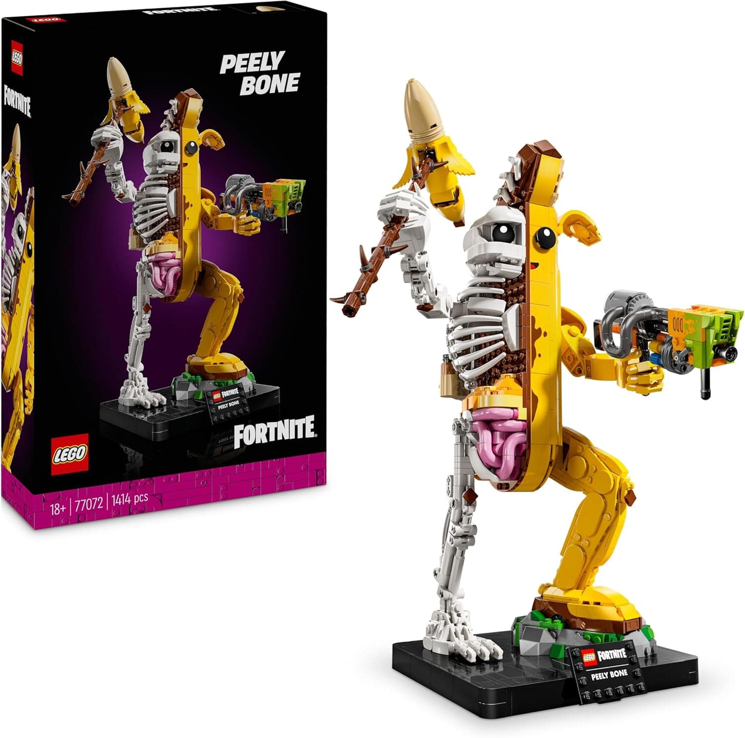 LEGO Fortnite Banano peeling kit de casacos de construção para adultos, figura articulada de personagem de videojogo, presente colecionável para gamers, decoração de secretária e estante 77072
