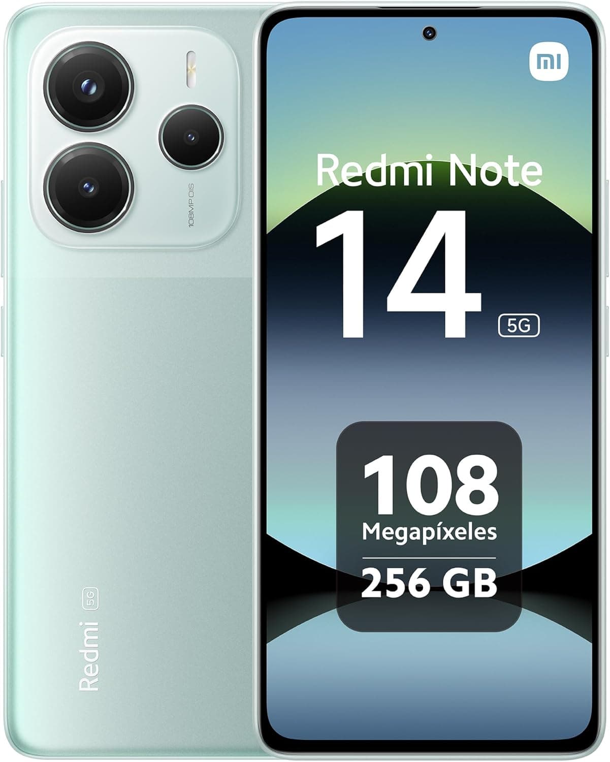 Xiaomi Redmi Note 14 5G Smartphone de 8+256 GB, ecrã de 6,67" AMOLED FHD+ 120Hz, MediaTek Dimensity 7025-Ultra, câmara de 108 MP, 5110 mAh, carregador não incluído, verde