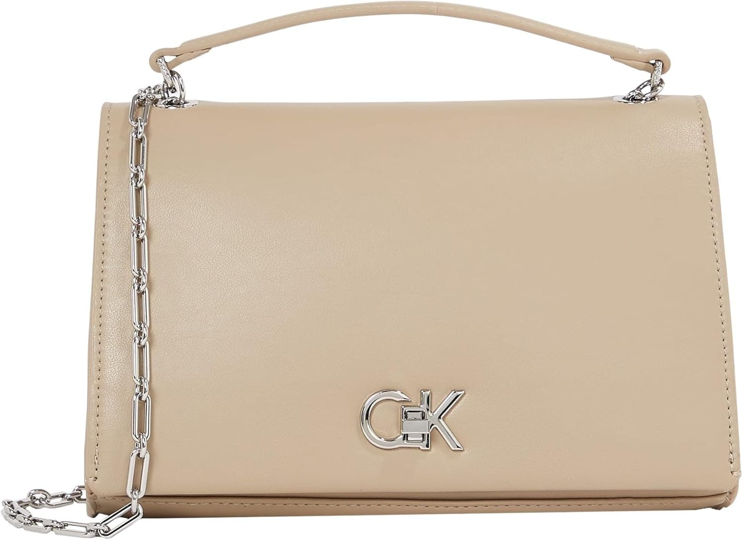 Calvin Klein Mala de ombro para mulher, com fecho giratório, cinzento (Crockery), tamanho único, Crown, Tamanho único