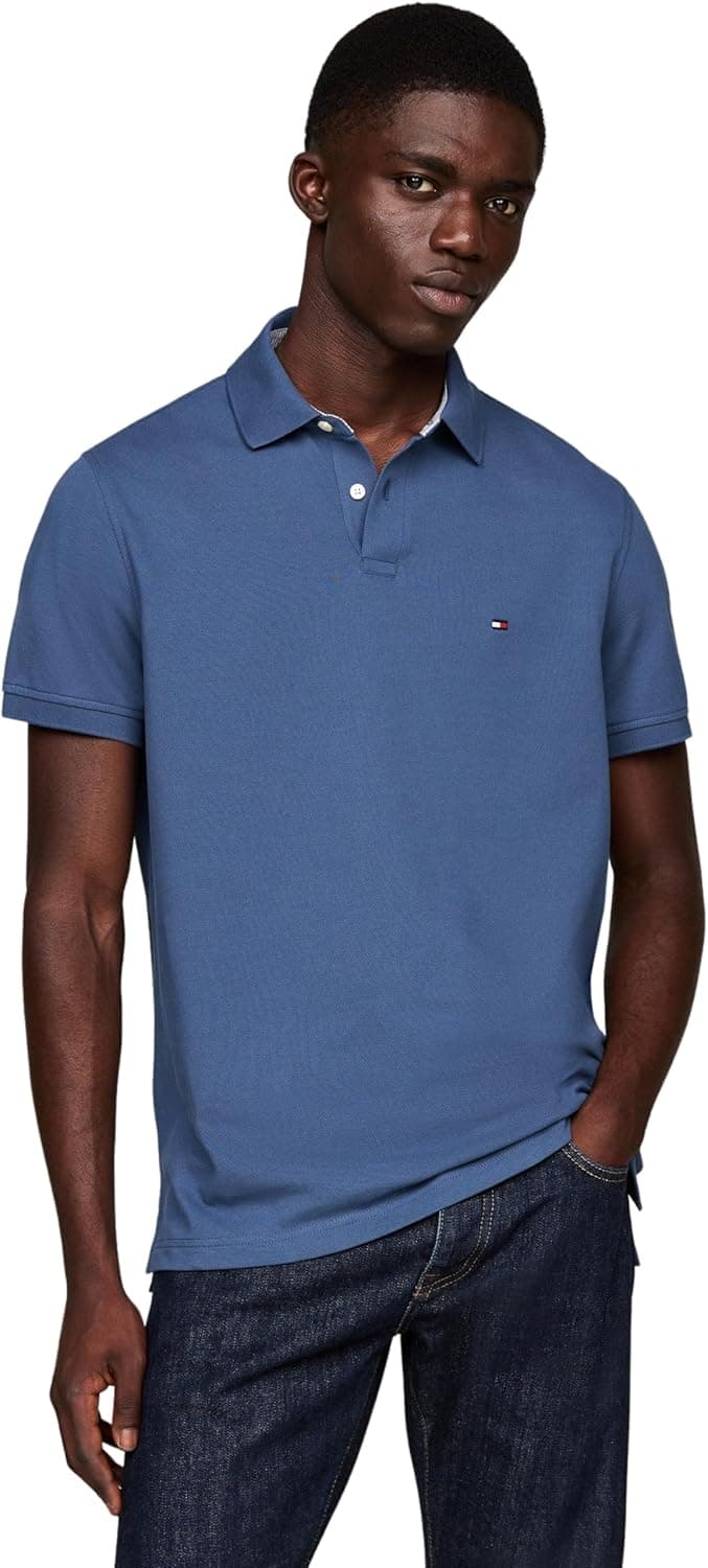 Tommy Hilfiger Polo de manga curta para homem regular Fit com botões