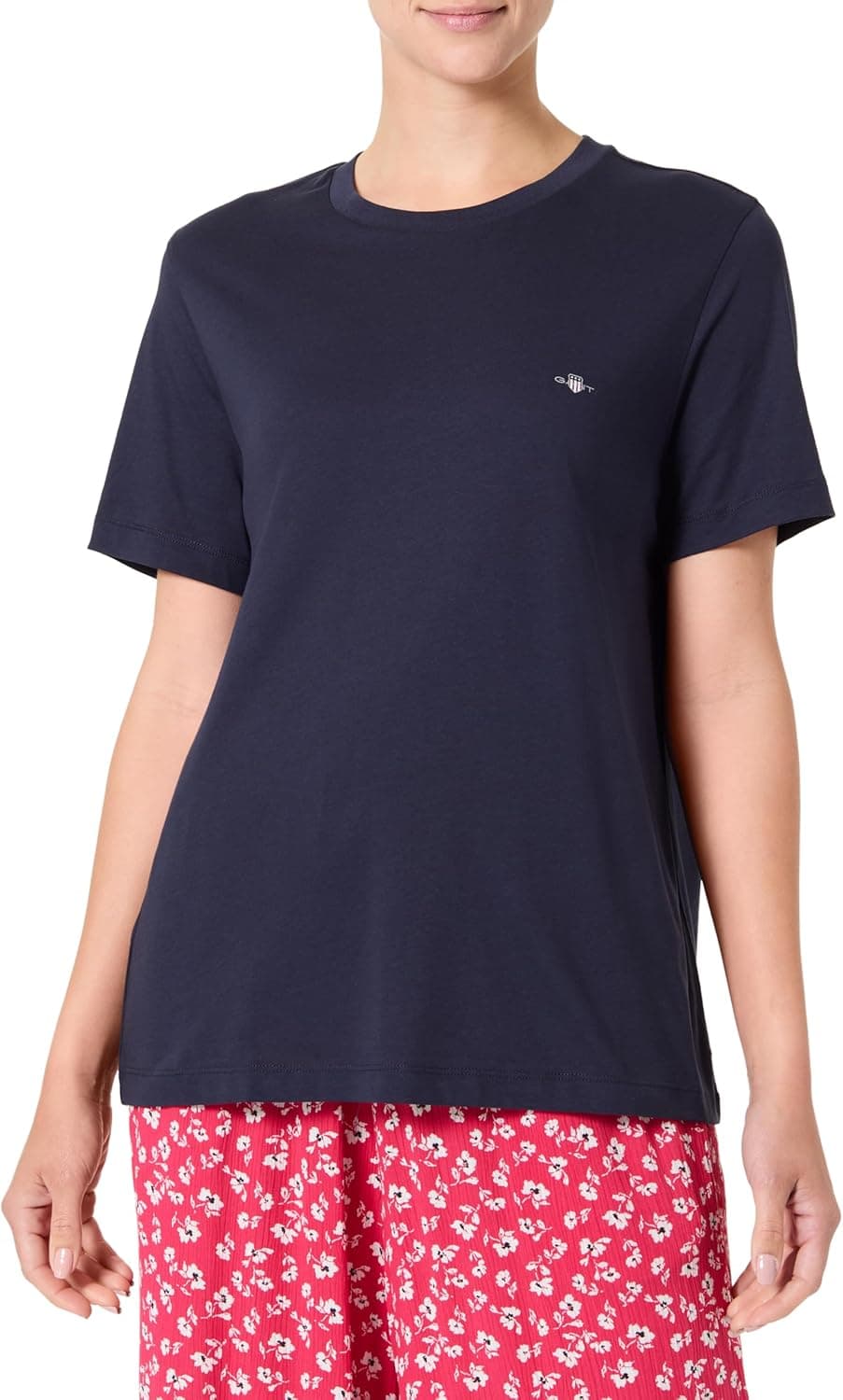 GANT Printed Archive Shield | T-shirt feminina em algodão azul com logótipo gráfico e ajuste regular