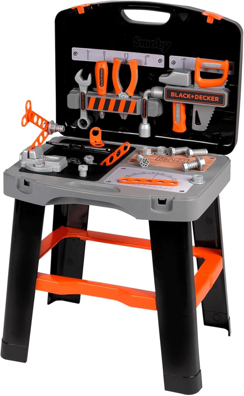 Smoby Banco de trabalho Smoby Black & Decker em mala, 33 acessórios para martelar, perfurar e aparafusar (7600360734)