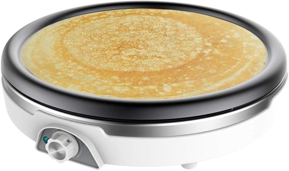 Cecotec Crepera Fun Crepestone XL INOX. 1350 W, aço inoxidável, placa com revestimento antiaderente e removível, termostato regulável, rolo e espátula incluídos, 38 cm