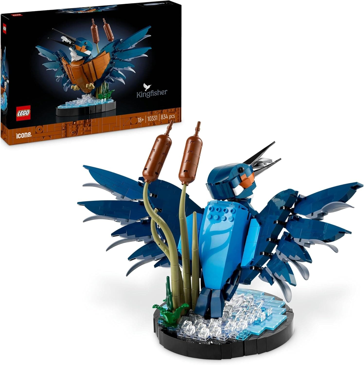 LEGO Icons Martin Pescador, Maquete para construção para adultos, presente para amante de pássaros, decoração de casa e escritório, acessório de secretária, projeto de construção criativa 10331