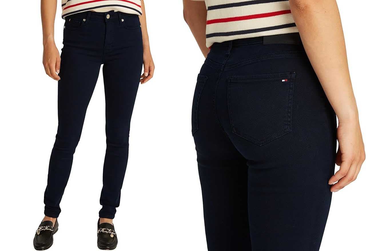 Tommy Hilfiger COMO Skinny | Calças de ganga skinny para mulher em azul escuro