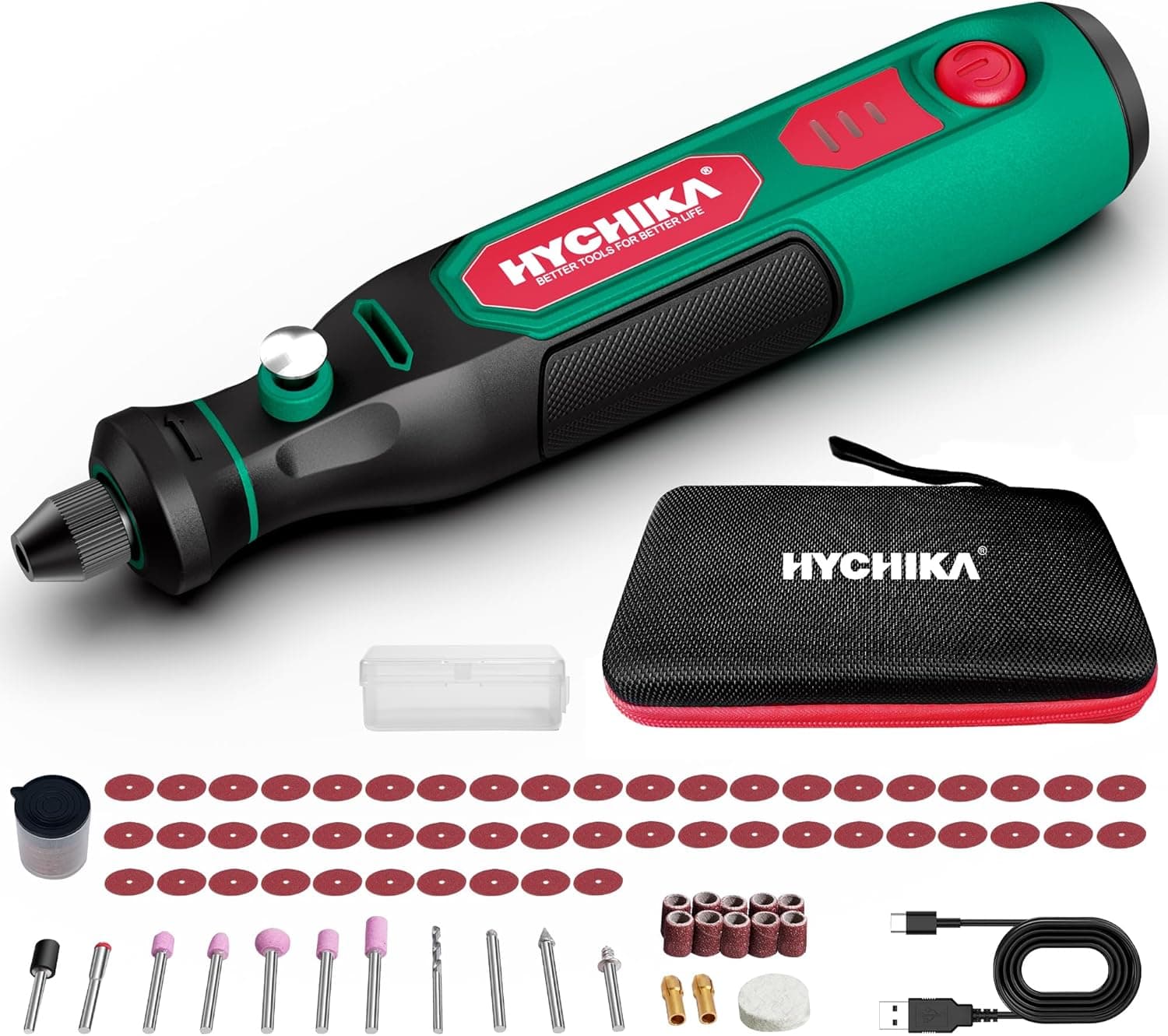 HYCHIKA 3.6V | Mini ferramenta rotativa elétrica com 77 acessórios e velocidade ajustável para DIY