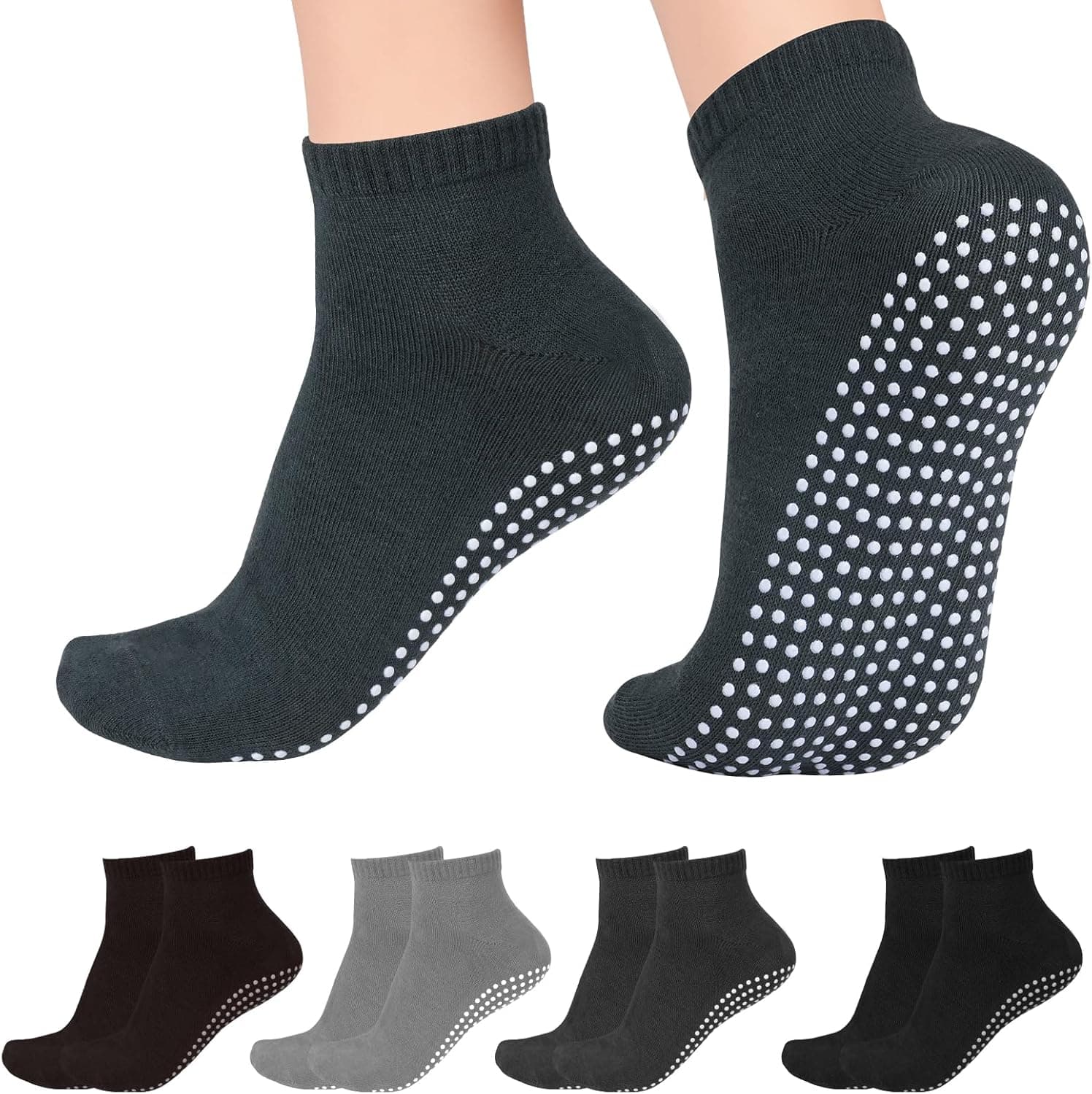 flintronic 4/5 pares de meias antiderrapantes para mulher, tamanho 35-42