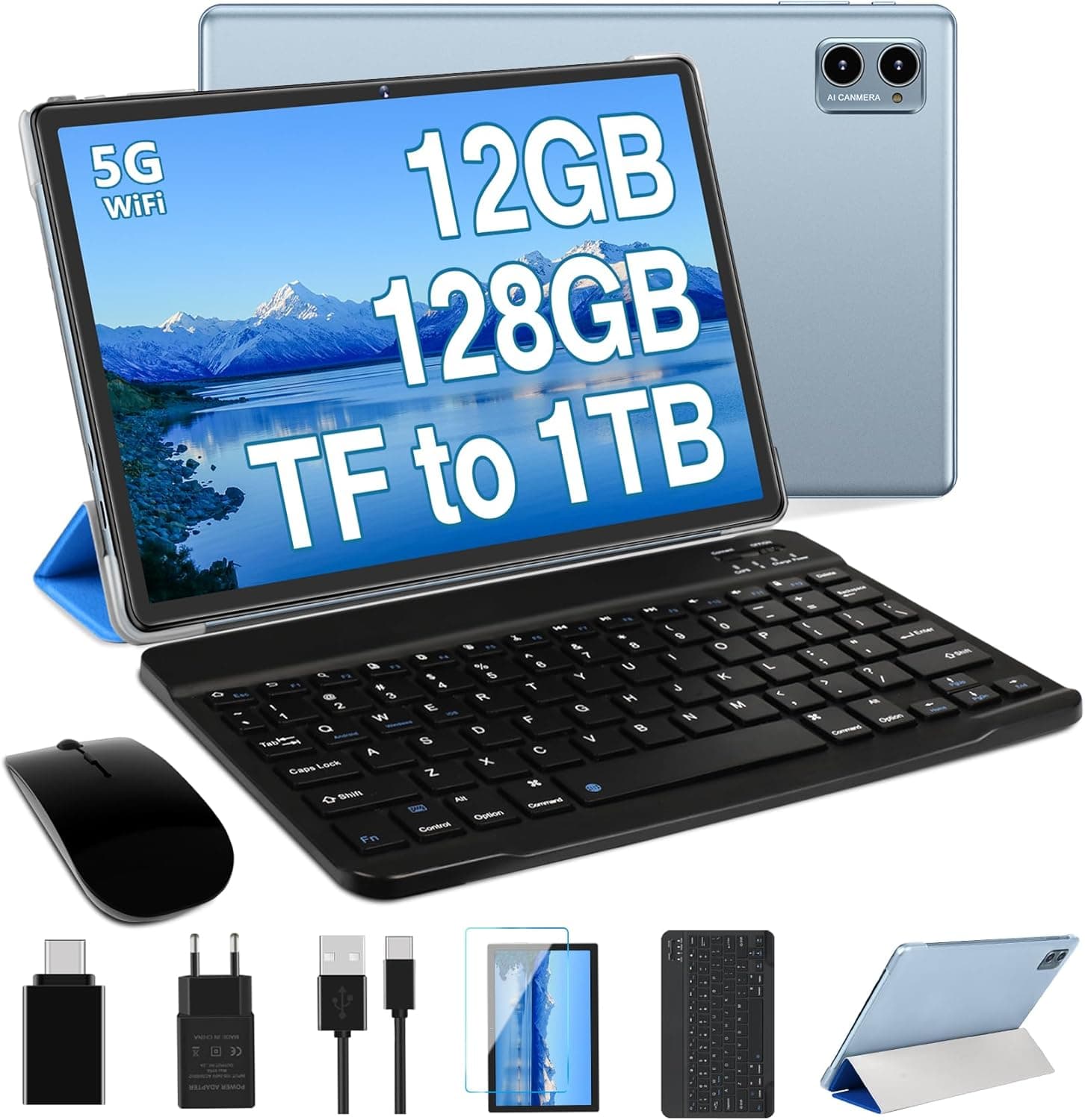 DEERTiME A15 | Tablet Android 10 polegadas 12GB RAM 128GB armazenamento WiFi teclado e capa incluídos
