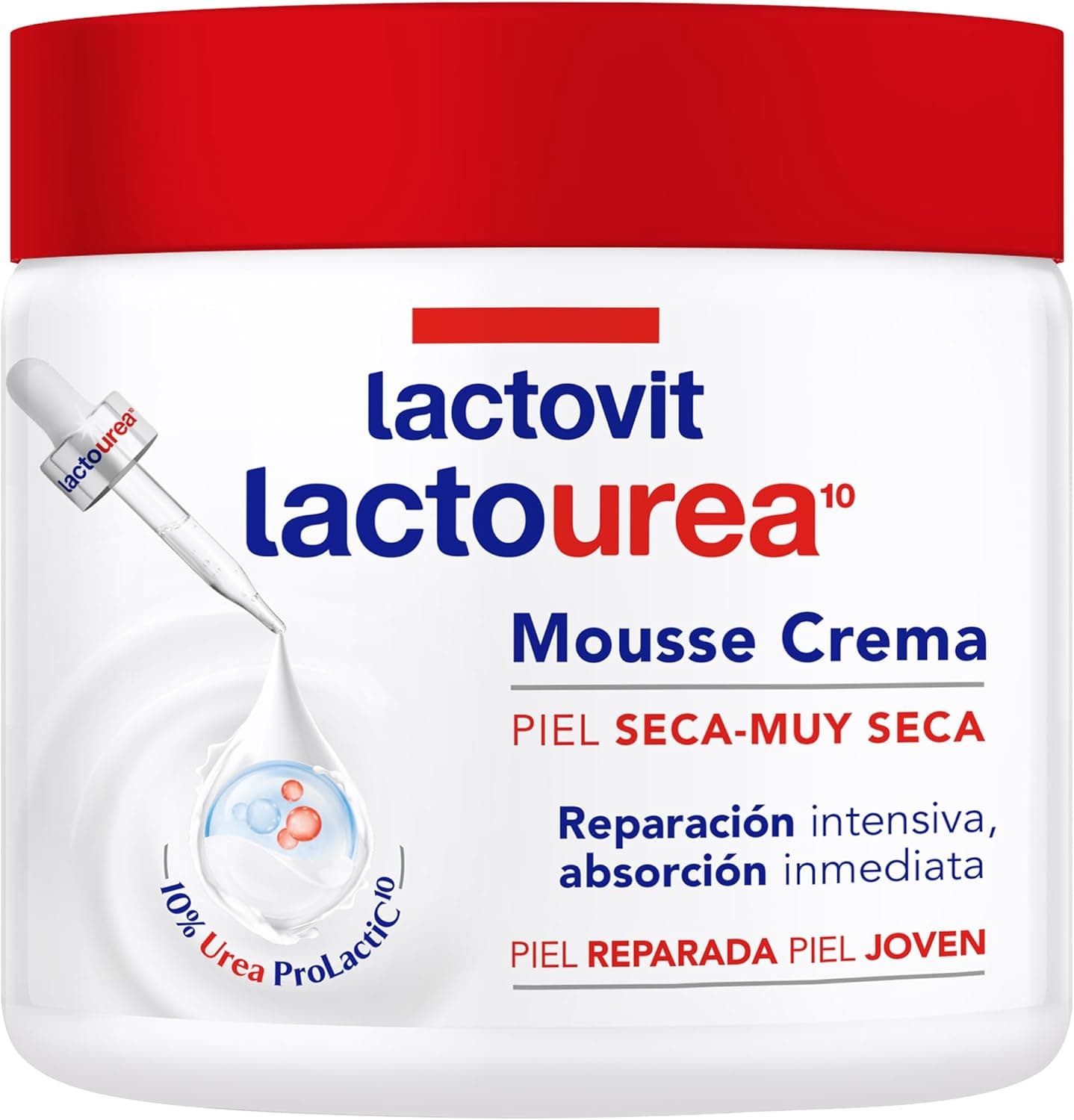 Lactovit Lactourea | Mousse hidratante para corpo e rosto para peles secas com absorção imediata, 400 ml