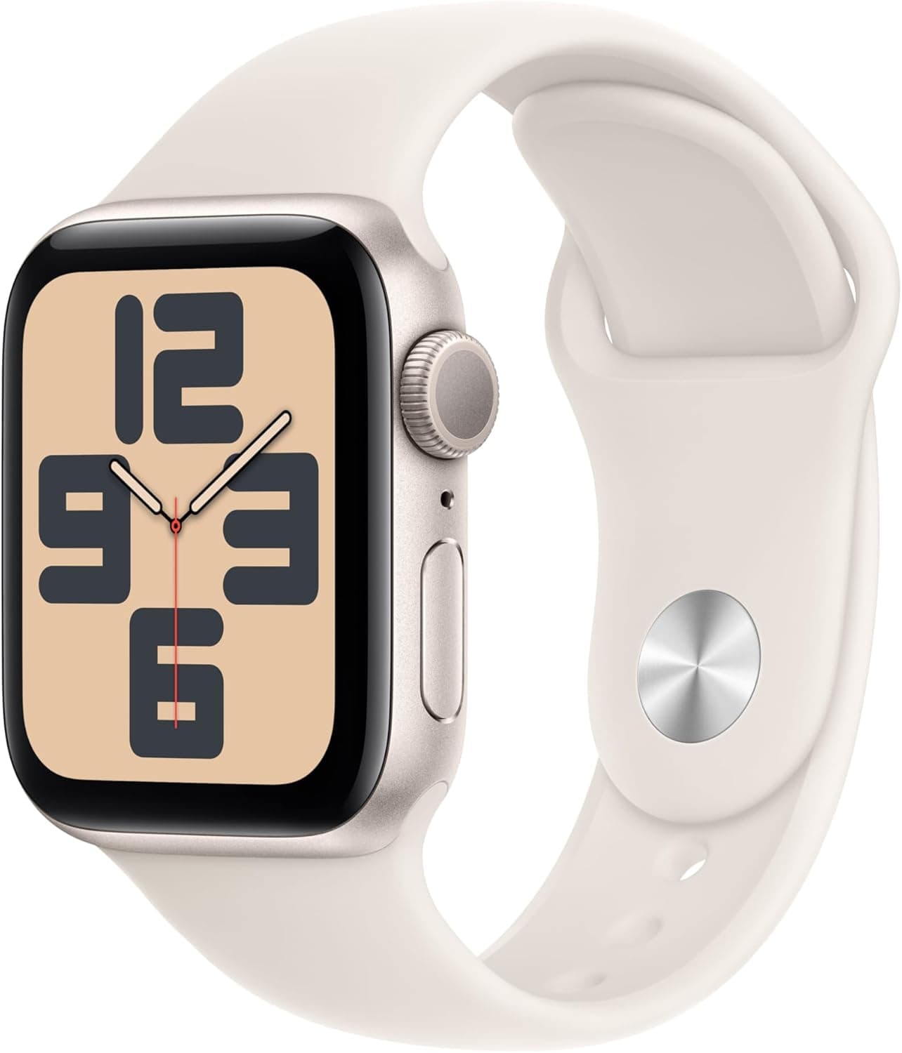 Apple Watch SE de 2.ª geração GPS Smartwatch com caixa de alumínio branco estrela de 40 mm e correia desportiva branca estrela, tamanho S/M. Monitores de treino e sono e resistência à água