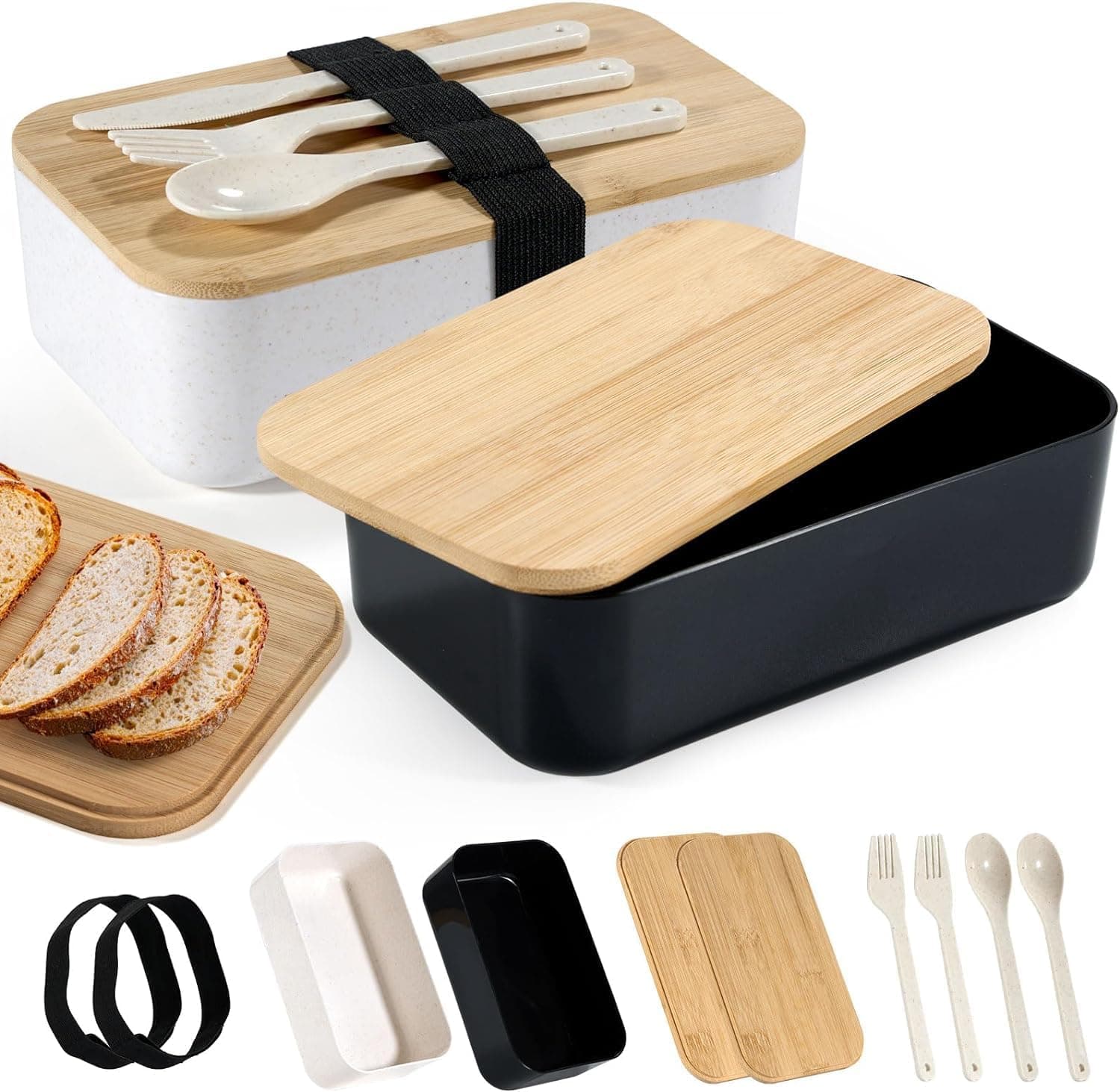 Lancheira Bento, 2 peças 1000 ml Bento Box Lancheira infantil e adultos com 3 talheres, Lunch Box sem BPA e adequada para máquina de lavar louça, para micro-ondas