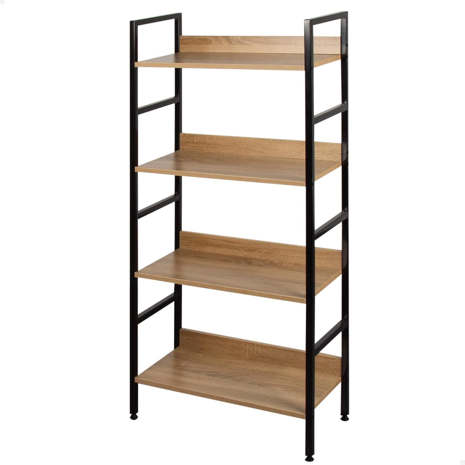 AKTIVE 18417 MAX Home prateleiras de armazenamento, 4 prateleiras, 60 x 28 x 126 cm, de aço e madeira, fácil montagem, resistente e duradoura, sistema de nivelamento, móveis de sala de estar
