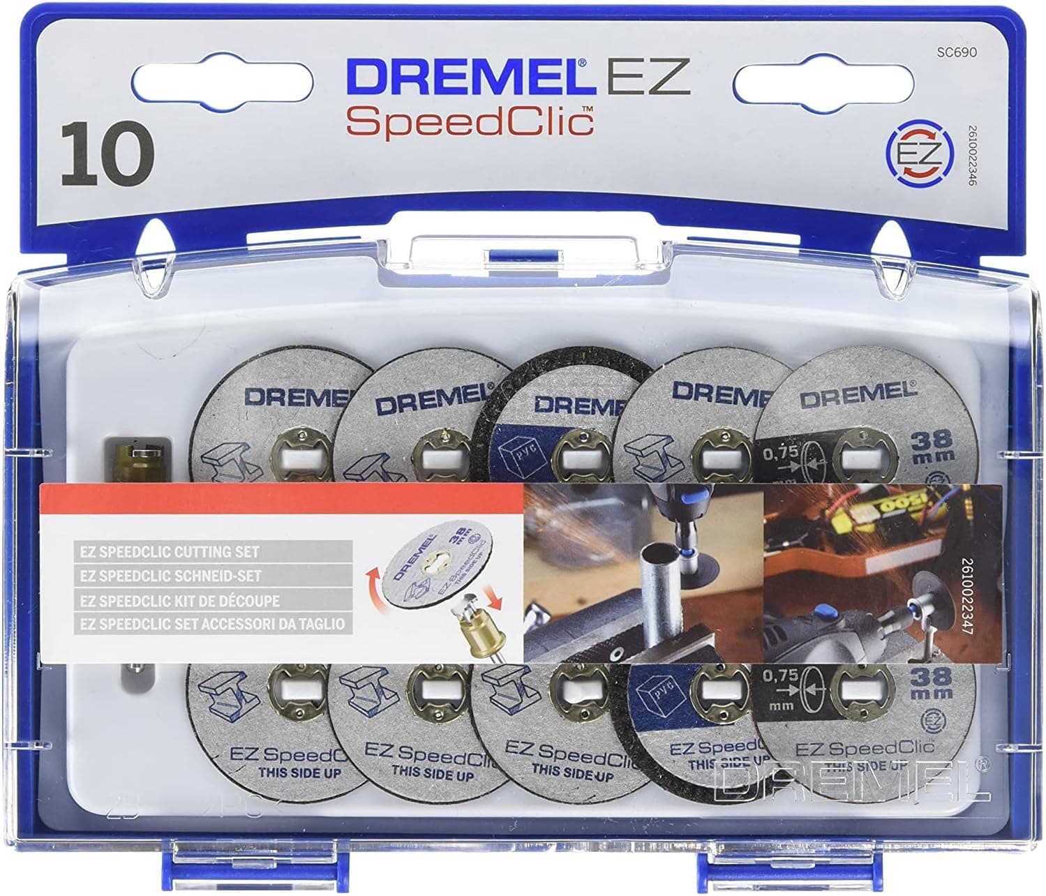 Dremel 690 EZ SpeedClic Conjunto de discos de corte - kit de acessórios com 10 discos de corte para ferramentas rotativas e mandril 