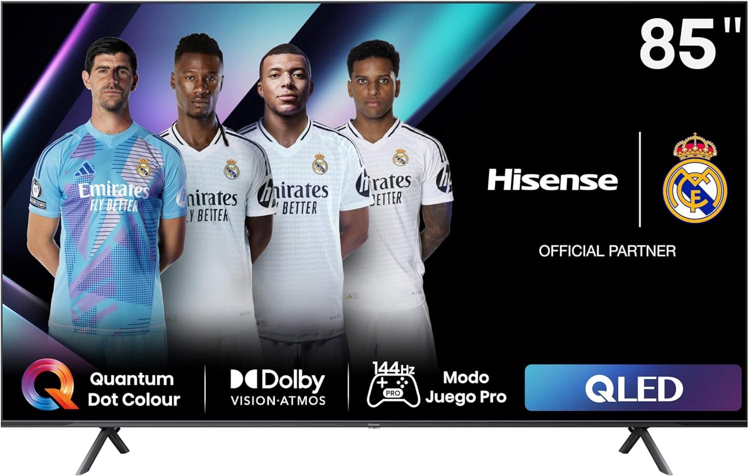 Hisense 85E7NQ Pro QLED Gaming TV, televisão de 85 polegadas, VRR 144Hz HSR 240 fps, AMD Freesync Premium Pro, solução de HDR total, Dolby Vision IQ & Dolby Atmos (Novo 2024) 
