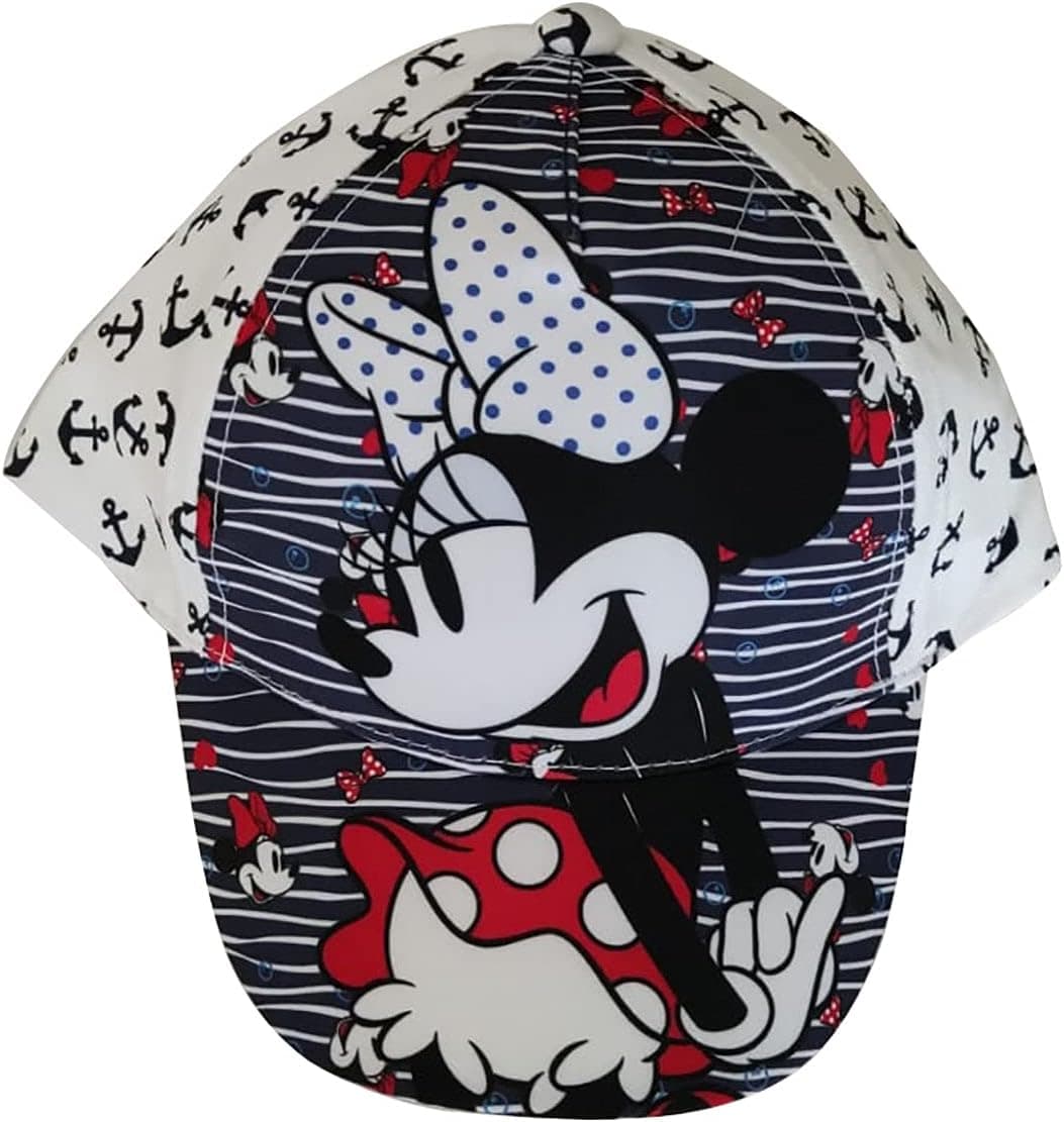 Minnie Mouse Cap Base Cap chapéu de sol com motivo Minnie com laço, ondas e âncora para meninos, meninas e meninos (48, branco), Branco