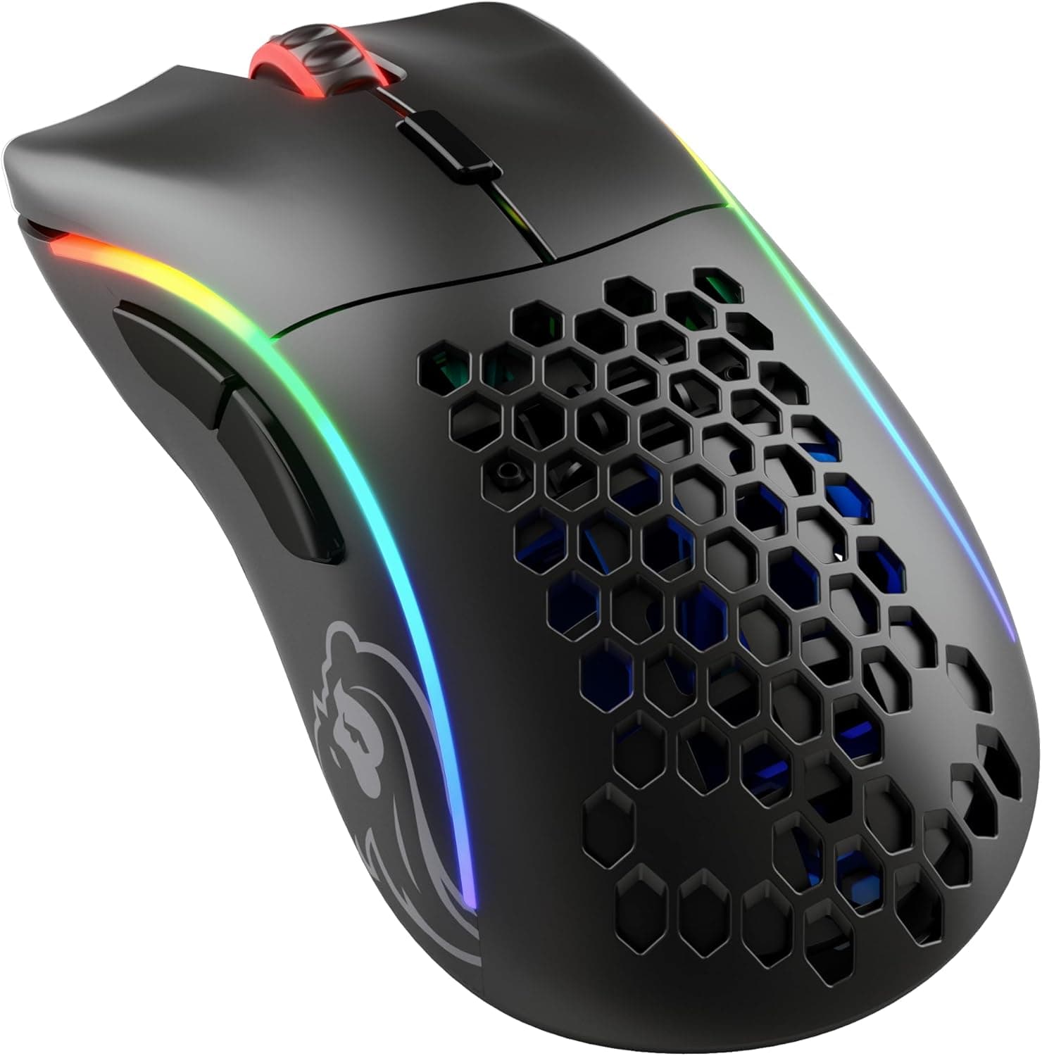 Glorious Gaming Model D Wireless rato gaming sem fios - 69 g super leve, sem lag 2,4 GHz sem fio, até 71 horas de bateria, RGB, sensor BAMF, ergonómico, 6 botões - preto mate