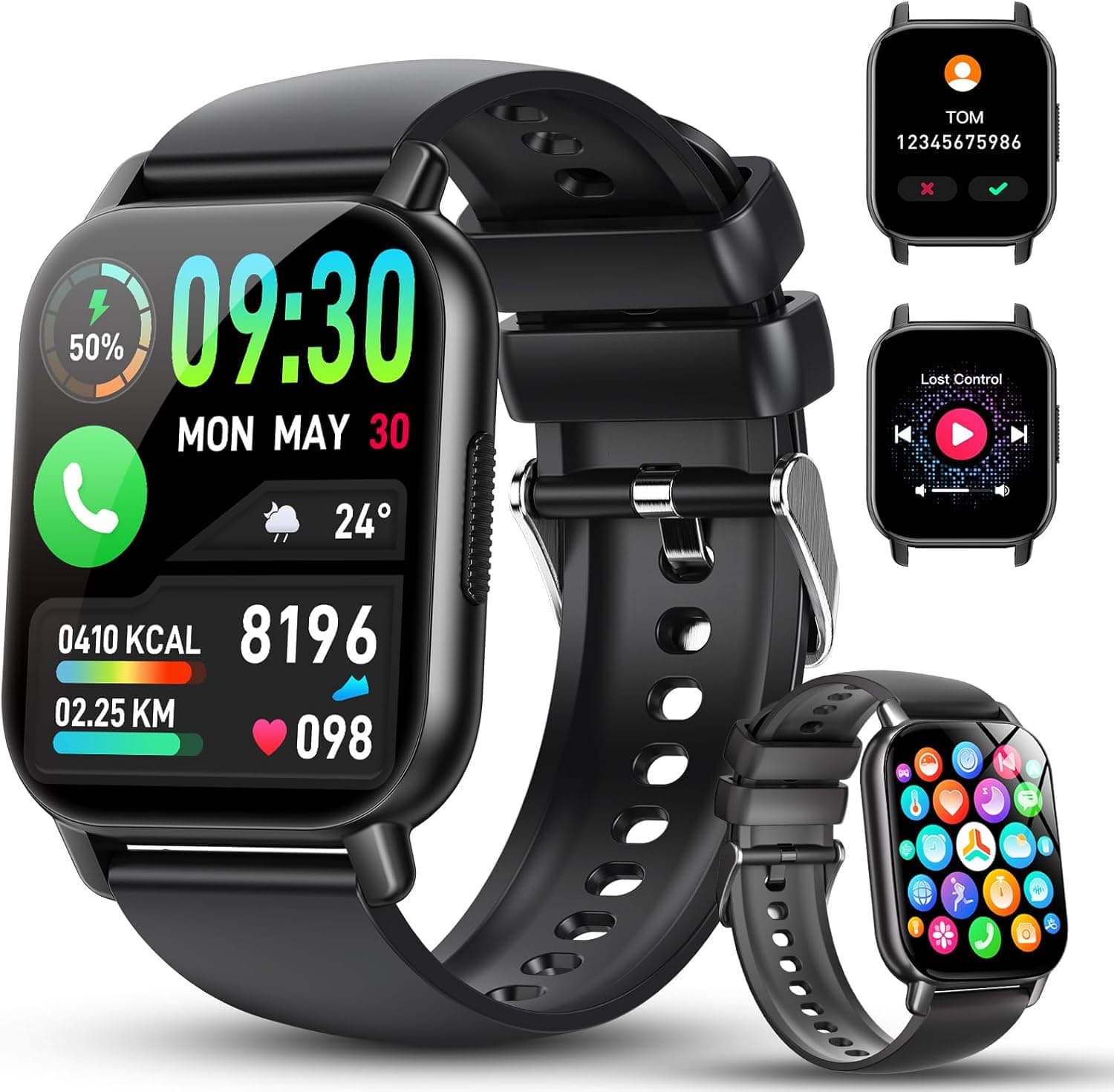 Relógio inteligente para homem e mulher, 1,85" HD ecrã tátil Smartwatch com chamadas Bluetooth, Smart Watch com 112 modos desportivos, relógio desportivo com medição cardíaca, pressão arterial sonho