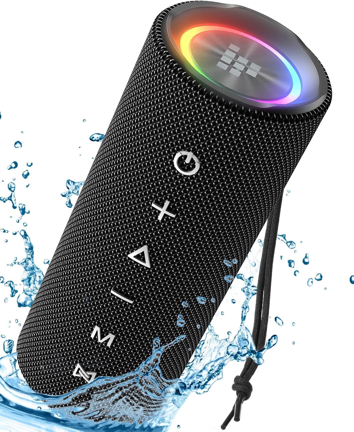 Tronsmart Mirtune C2 Altifalante Bluetooth 5.3, altifalante potente portátil com luz LED colorida, 24H de reprodução, impermeável IPX7, 360° som estéreo, controlo da aplicação, suporte TF, SD, para