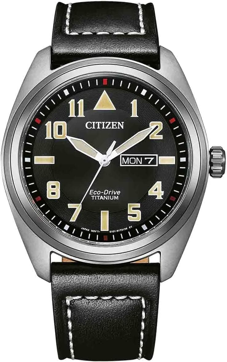 Citizen Relógio analógico para homens de Eco-Drive com correia em couro BM8560-29E, Preto, pulseira