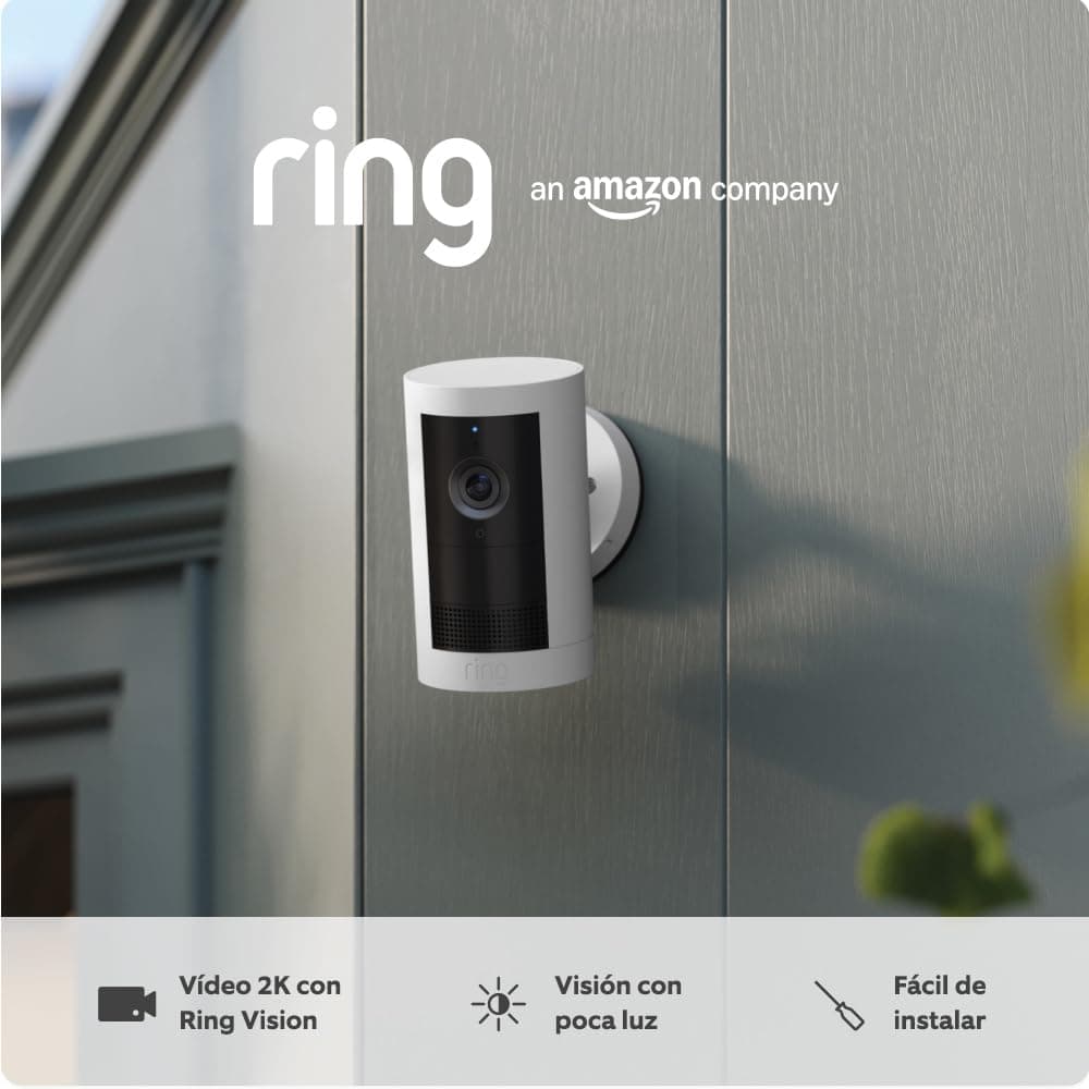 Anel Novidade | Câmara exterior Plus com bateria: câmara exterior sem fios 2K com Ring Vision, instalação faça você mesmo, alternativa ao CCTV (30 dias de Ring Home grátis)