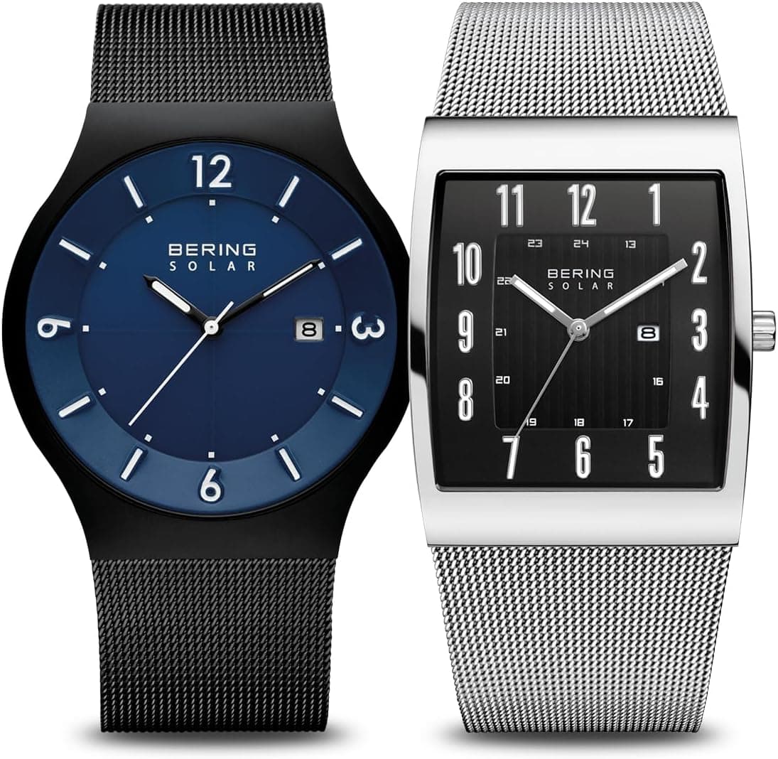 BERING Homem analógico solar relógio de pulso de coleção com aço inoxidável pulseira und cristal de safira