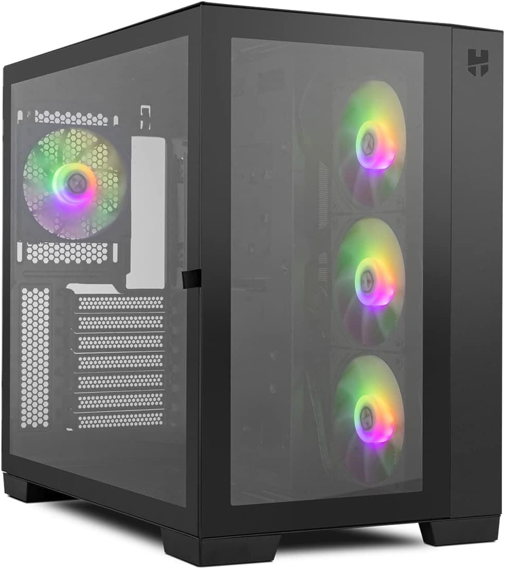 NOX Hummer Astra | Caixa semitorre ATX/Micro ATX com vidro temperado frontal e lateral, 4 ventoinhas ARGB EasyLink, suporte para até 10 ventoinhas, USB 3.0/Tipo-C e espaço para gráficas até 420 mm