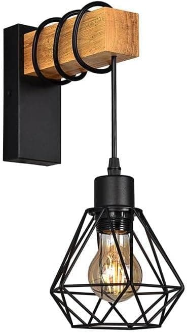 B·LED BARCELONA LED - Aplique de parede nórdico gaiola RODEN - madeira e metal