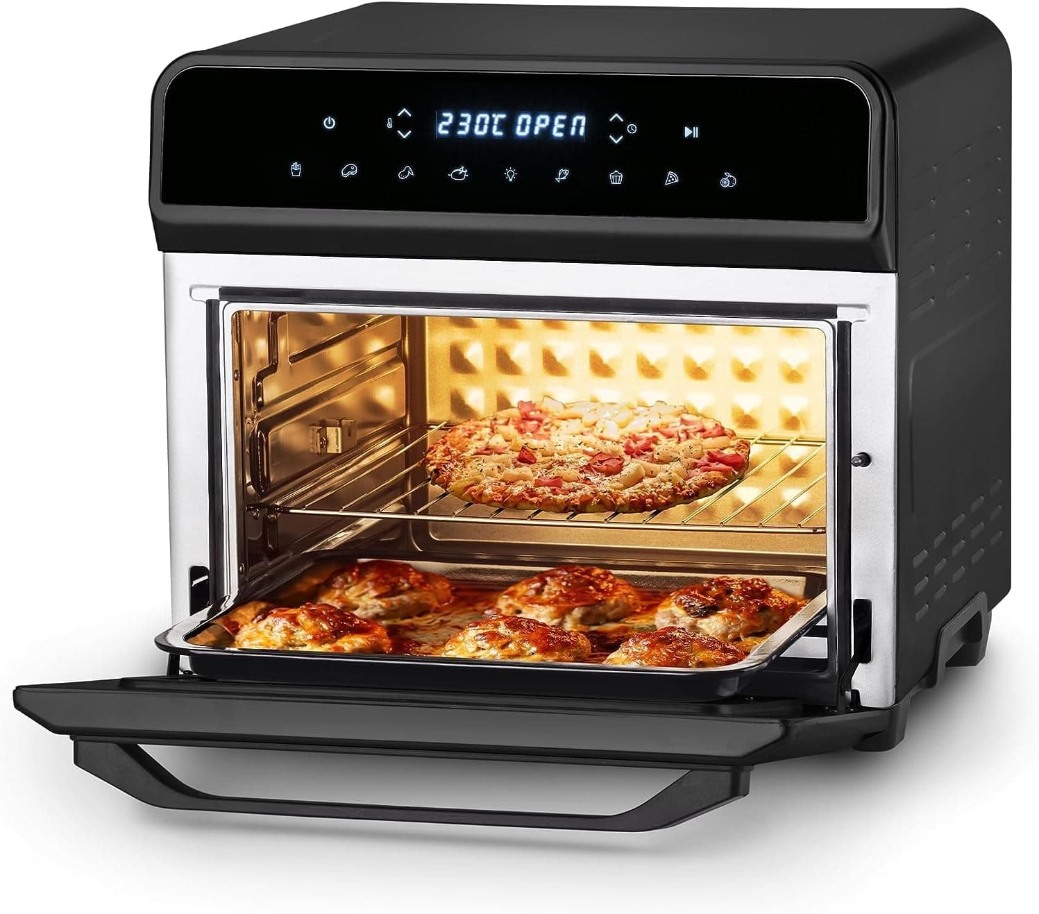 Ufesa Magnum Frigideira de ar sem óleo Airfryer de 23 L, dupla resistência, poupança energética, 8 programas, Rostisserie, 1800 W, digital, temperatura de 230 º C, 6 acessórios incluídos