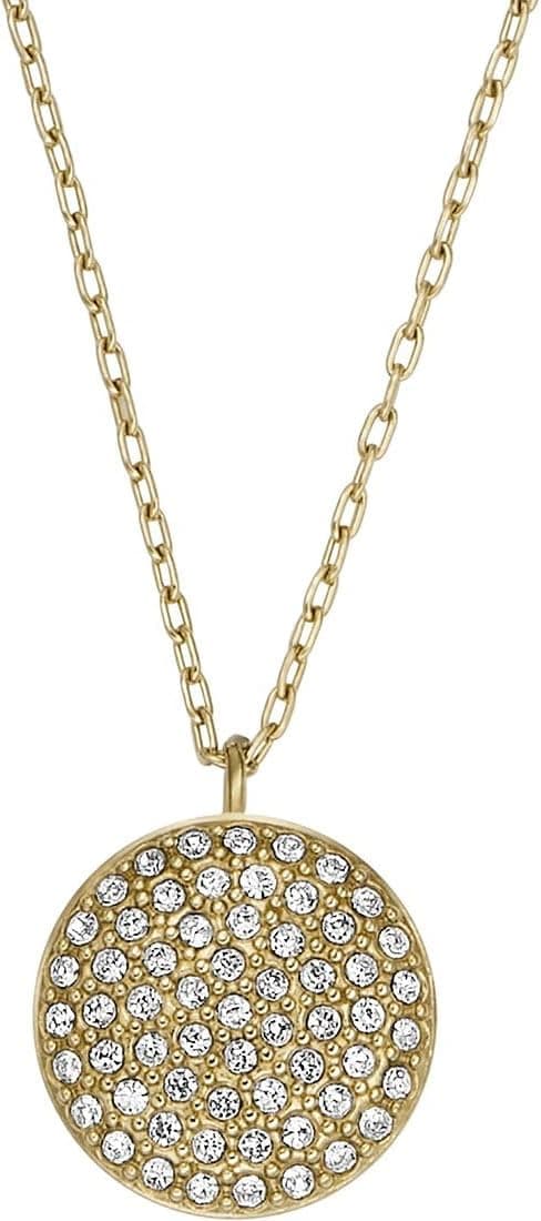 Fossil | Colar redondo em aço inoxidável dourado com pendente para mulher