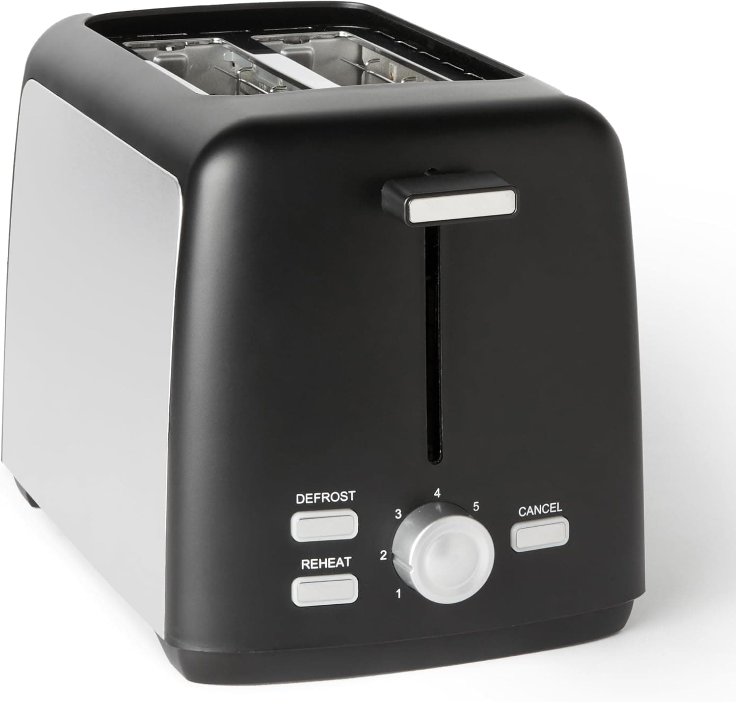 Amazon Basics Torradeira de 2 fatias com 7 níveis de torrado e bandeja para migalhas removível, ranhuras extra largas, 800 W, preto
