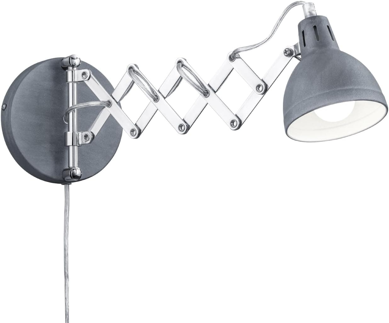 Reality Leuchten RL LIVE YOUR LIGHT R20321078 Scissor A++ to E Candeeiro de parede, metal, E14, cor betão, 30 x 30 x 53 cm